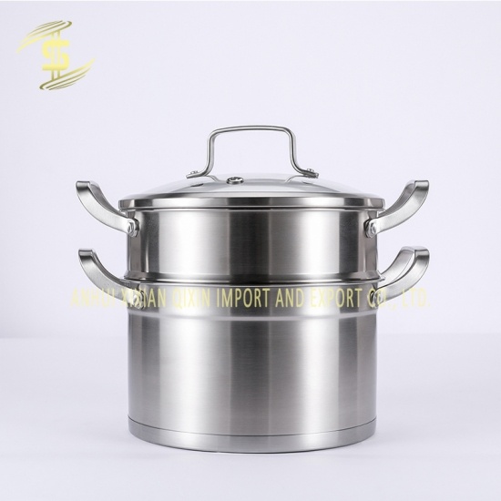  304 acier inoxydable double couche pot de soupe épaississant ménager à vapeur  