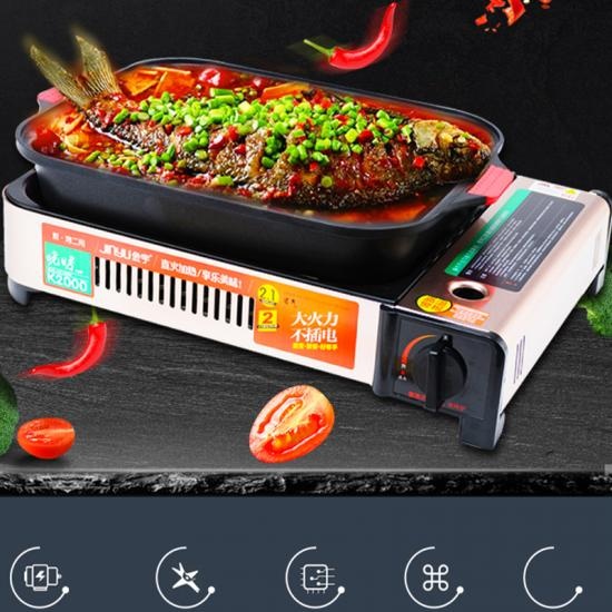 bon prix cuisson cuisinière à gaz pique-nique portable brosse de rinçage extérieur intégré four à friture portable 